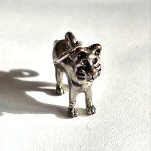 Cat charm pendant kitty kitten feline silver tone animal figural tiny